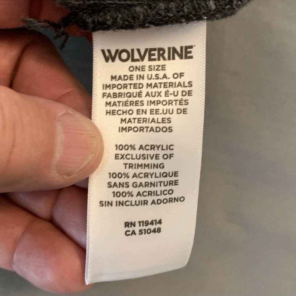 Wolverine Hat Beanie Mens One Size Gray Knit Logo Stretch Winter Casual